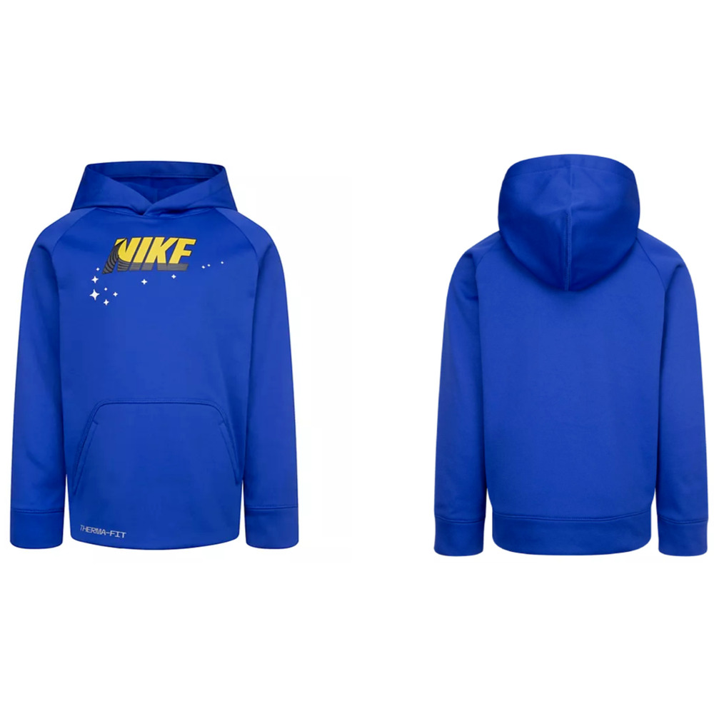 Nike Boys Wordmark Raglan Therma-FIT Hoodie Blue Size 4T New